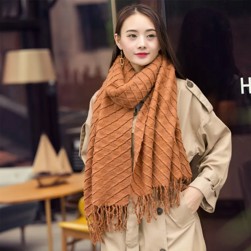 Korean autumn winter new fashion wool scarf women girls long wool scarf