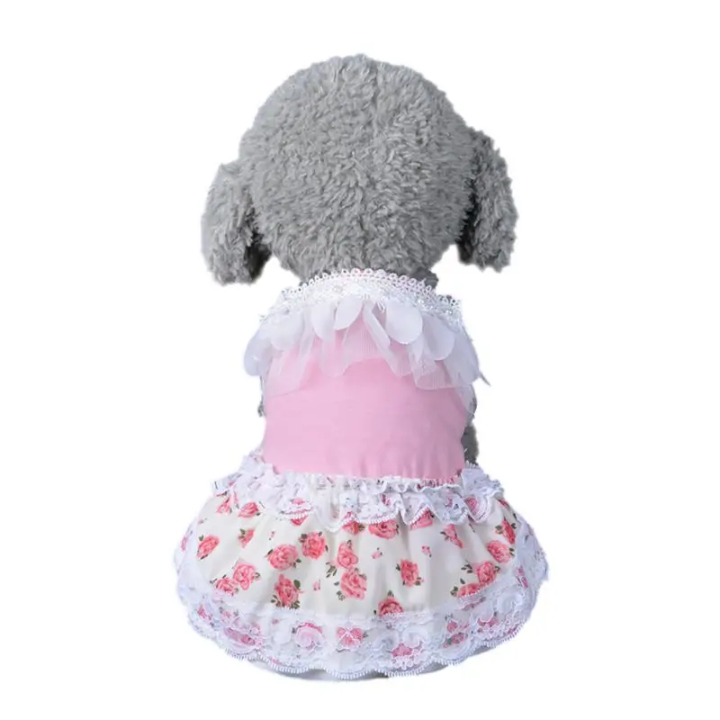 New Summer Flower Print Dog Dress Pet Cotton Sleeveless Skirt Rose ...