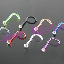 Новейшее кольцо-гвоздик в нос винт BioFlex нос с ободком набор драгоценный камень прозрачный УФ акрил пирсинг ювелирные изделия 120 шт./лот