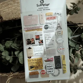 

Suatelier Bon Voyage old label style paper scrapbook sticker hobby DIY adhesive stickers cutting dies planner decoration