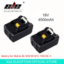 ELEOPTION 2PCS 18V 4500mAh Rechargeable Li-ion Replacement Power Tool Battery for Makita BL1830 BL1840 LXT400 BL1815 194230-4