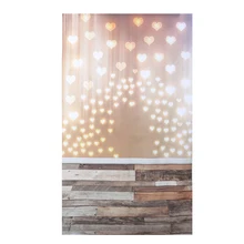 1Pc 3x5ft Photo Vinyl Background Love Heart Shaped Light Wood Photographic Backdrop