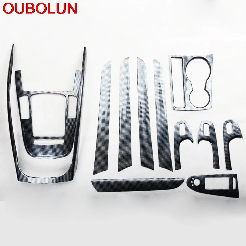 

OUBOLUN For Audi A4L 2009-2016 Plastic Carbon Fiber Paint Front Gear Shif Panel Frame Window Switch Handle Trim Interior Parts