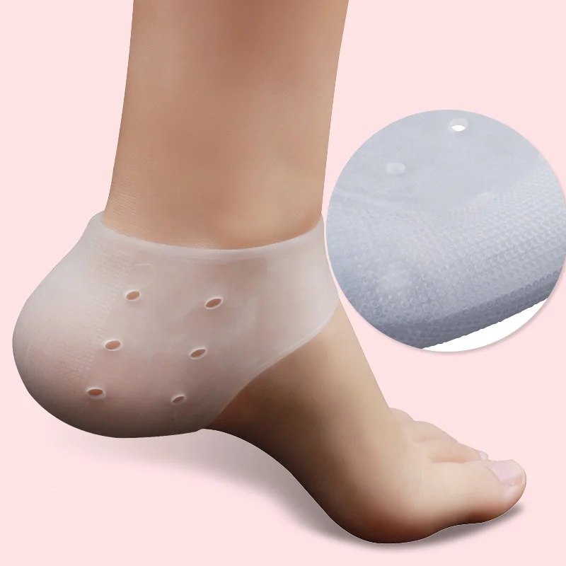 5 пар Силиконовые Soletta Гелеобразные напяточники носки массажер пятки Almofada рукав педикюр треснутый увлажняющий протектор для стопы - Цвет: Белый