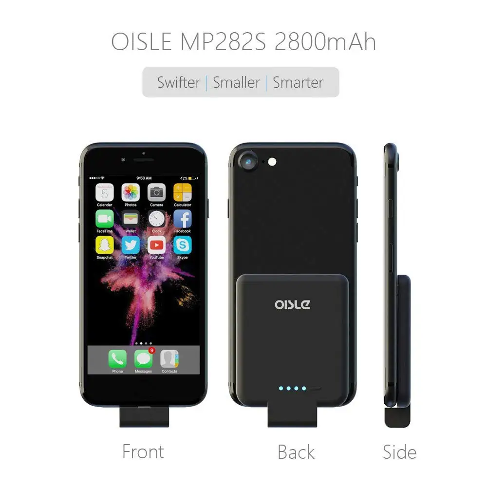 Goede Draagbare Oplader Power Bank ingebouwde IOS Kabel, 2800 mah Slim Externe Batterij Power Case Voor iPhone 6 6 s 7 8 Batterij Case