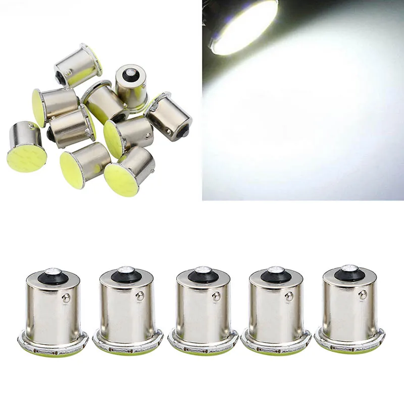 

10pcs/set 12V 3W 1156 BA15S P21W COB LED Car Signal Parking Indicating License Plate Light Width Lamp White Reading Light