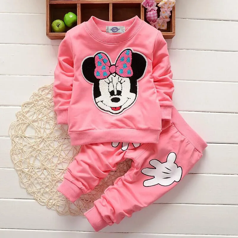 

Cartoon print round collar children's set 0-2 years old girl clothes