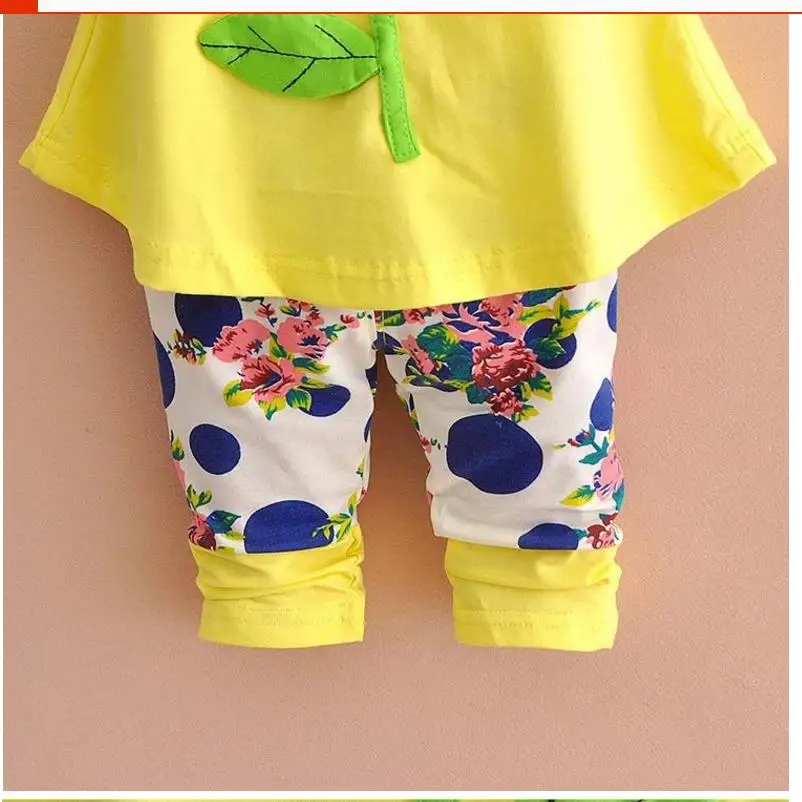 2018 الاطفال طفلة الملابس مجموعة Bowknot الصيف الأزهار تي شيرت بلوزات وسراويل طماق 2 قطع لطيف ملابس أطفال الفتيات مجموعة 1- 4