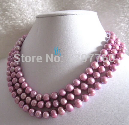 

Miss charm Jew.389 50" 7-9mm Purple Freshwater Pearl Necklace Strand Jewelry NEW
