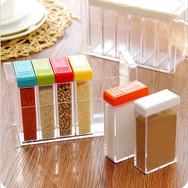 

Kitchen Seasoning Bottles Jars Boxes Plastic Spice Lid Can Sugar Layers Storage Organizer Box Home Organization Accessories Item