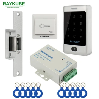 

RAYKUBE Access Control Kit Electric Strike Lock + Access Control RFID Password Keypad +ID Keyfobs+Exit Diy Kit