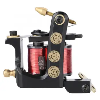 

Tattoo Gun 10 Wraps Professional Alloy Tattoo Machine Copper Coils Tattoo Shader Machine Gun Permanent Make Up Machine