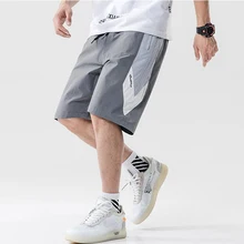 Летние брендовые шорты с вышивкой, однотонные Лоскутные Повседневные Шорты на шнурке, мужские Модные свободные шорты для бега, верхняя одежда, большие размеры 5XL