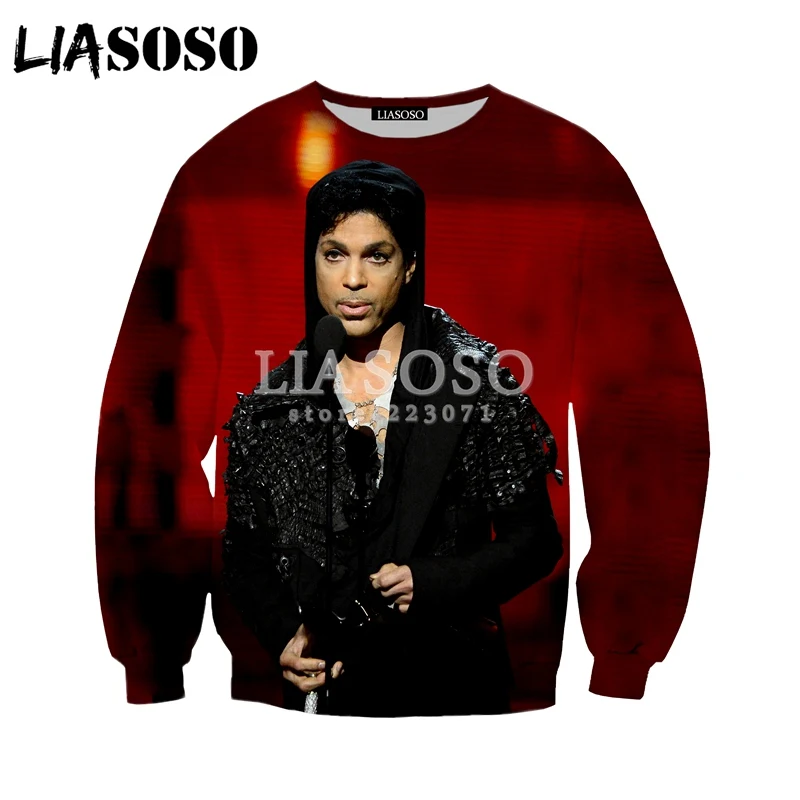 

LIASOSO Autumn Fashion Men Women 3D Print Singer Prince Rogers Nelson Sweatshirt Unisex Long-Sleeved Harajuku Pullover A042-05