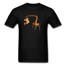 Funny 2018 Men’s Black Tops Tees Crazy Cartoon Giraffe Short Sleeve T-shirt 100% Cotton High Quality Soft Clothing
