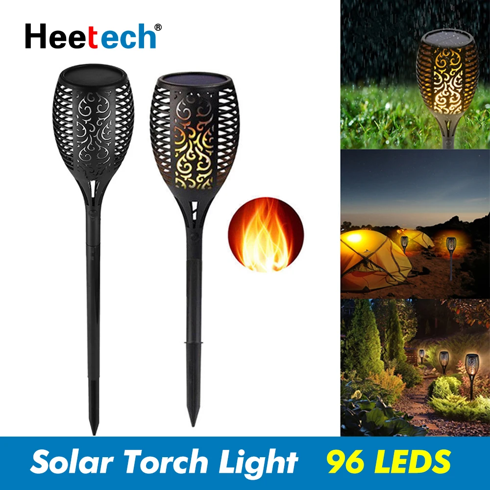 LED Solar Light LED Solar Flame Lamp Torch Light 96LEDs Waterproof For Outdoor Lawn Landscape Decoration Garden Lamp 5m 96leds m rgbcct 5in1 led strip light rgb white warm white 5050 smd dual white temperature adjustable led strip 12mm pcb dc24v