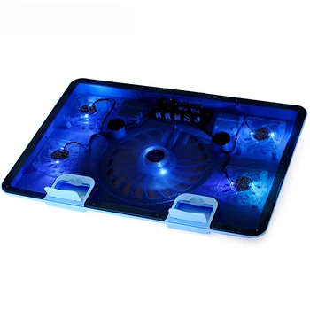 

Laptop Cooling Pad 5 Fans Up to 17.3 Inch Heavy Notebook Cooler, Blue LED Lights, 2 USB Ports, S035, Blue - 5 fans
