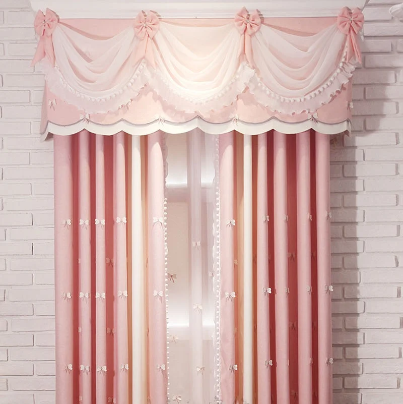 Us 5 77 45 Off Cartoon Window Decoration For Kids Bedroom Cute 3d Bow Blackout Finished Curtain Fabric Tulle For Baby Girls Room T153 4 In Curtains