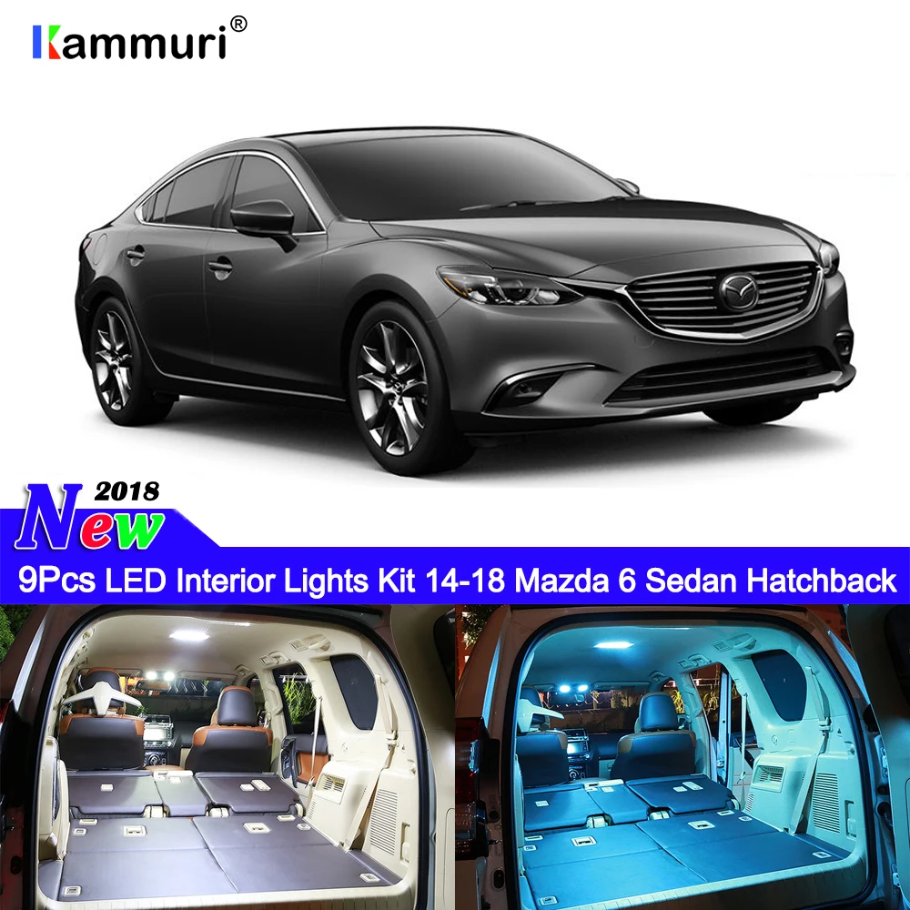 

KAMMURI 9Pcs Error Free White LED Car Interior Light Package Kit for Mazda 6 2014 2015 2016 2017 2018 2019 LED Interior Light