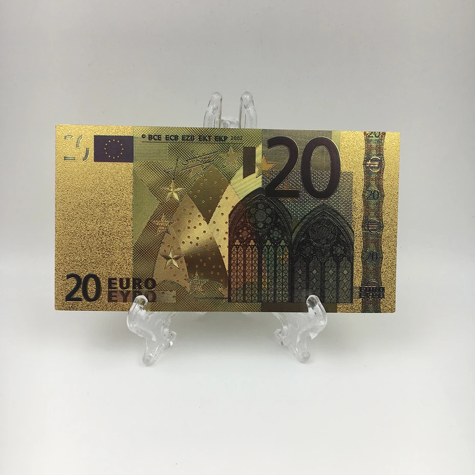 Горячая 1 шт. водонепроницаемый пластик 24 К золото 500 евро банкноты для свадьбы возврат сувенир деньги с пластиковой подставкой для выбора