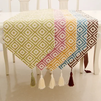 

Nordic cotton and linen modern minimalist geometric pattern diamond shaped table runner coffee table cabinet tablecloth