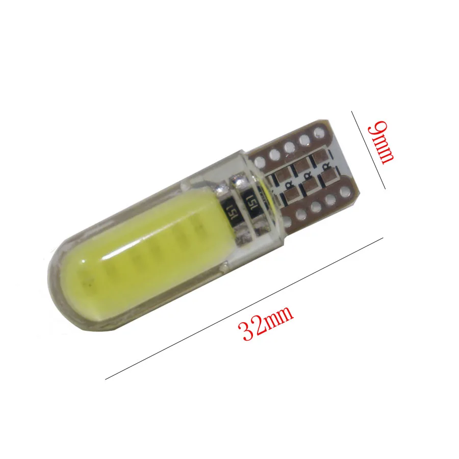 2 шт. T10 W5W 194 147 501 COB 12 Светодиодный силиконовый водонепроницаемый клиновидный