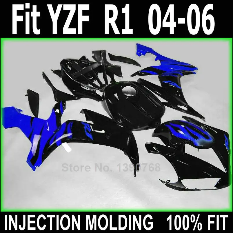 

Injection molding plastic fairings for Yamaha YZFR1 2004 2005 2006 blue black fairing kit YZFR1 04 05 06 NV101