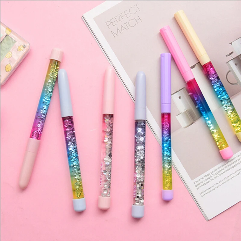 

Kawaii 0.5mm Gel Pen Fairy Stick Crystal Drift Sand Glitter Neutral Rainbow Colored Pens For Writing Chancery