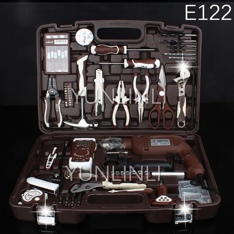 SET OF TOOLS Hardware Toolbox Set Maintenance Electrician Set Multifunctional Household Manual Combination Electric Drill E122