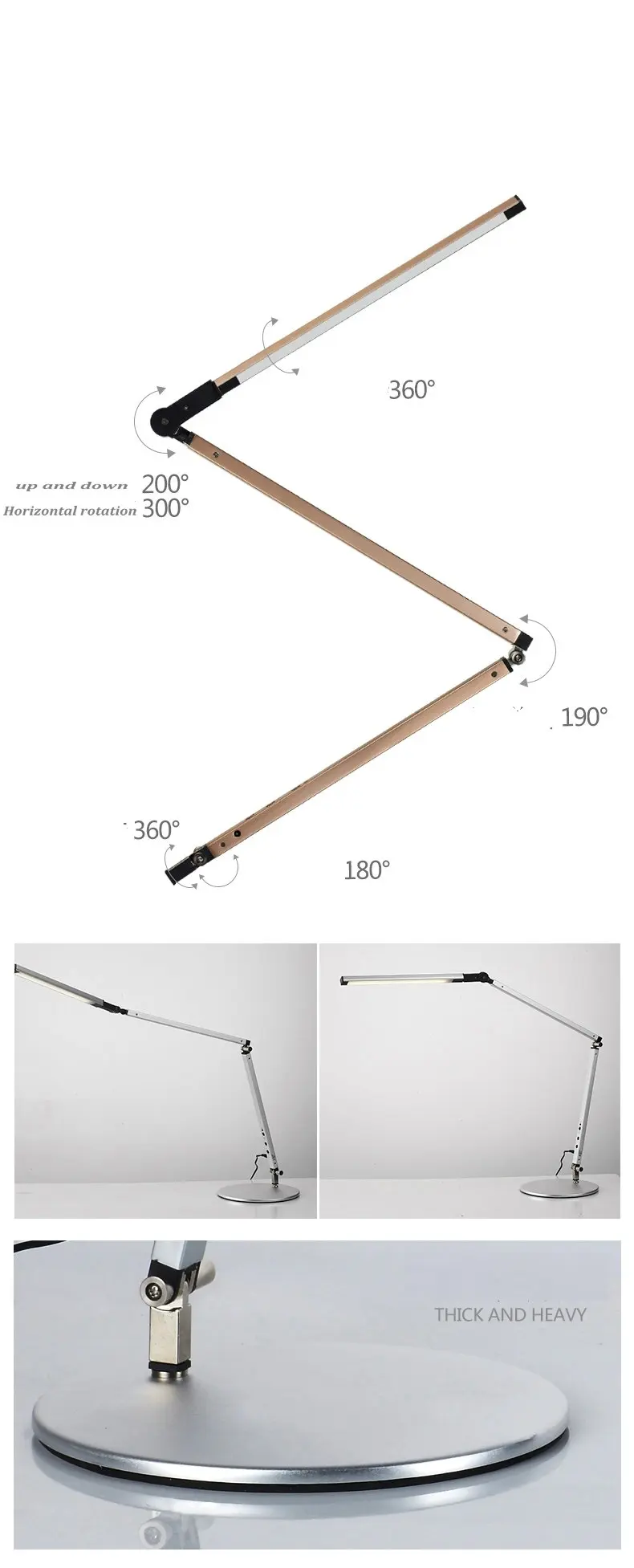 Dobrável com Braço Luminária de Mesa Ideal para Estudo Quarto e Escritório e Negócios Longo e 3 Luminária Intensidades Ajustável 5 Luminária de mesa