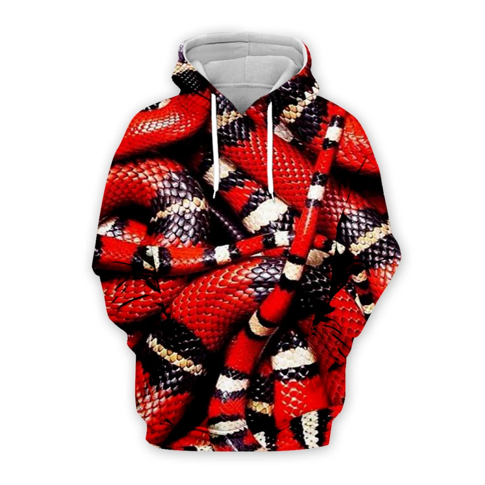 

Kingsnake red Snake Naja 3D Hoodies Men Women Cold-blooded animal print Sweatshirts serpent Unisex Casual pullover short shirt