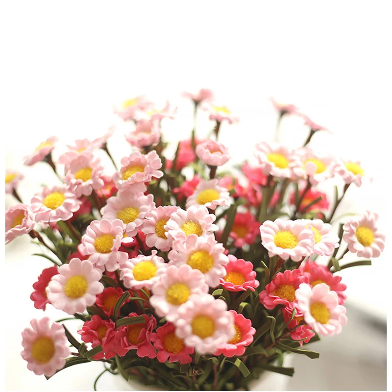 1PCS 6 head Daisy Artificial Flowers High Quality DIY Wedding Decor Mini Flowers For Bride Bouquet Party Home Decoration