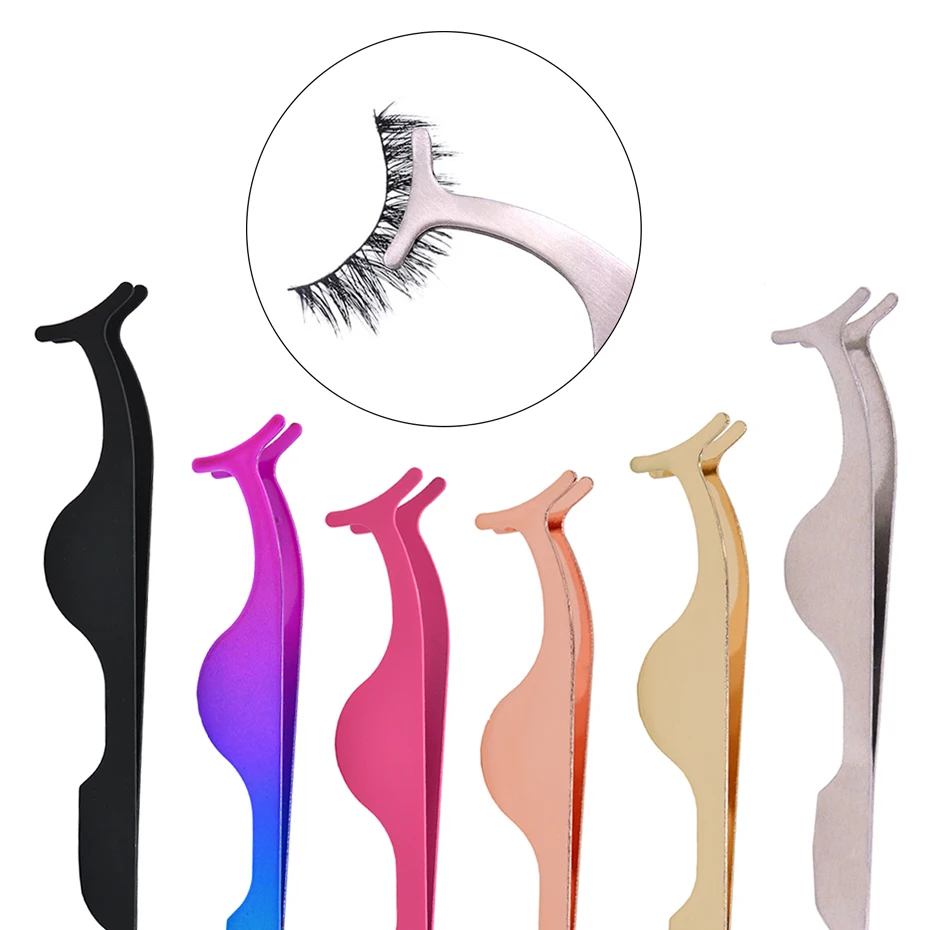 

1Pc Eyelash Tweezers Curler Stainless Steel Extension Applicator Remover Clip Tweezers Beauty Makeup Auxiliary Forceps Tools