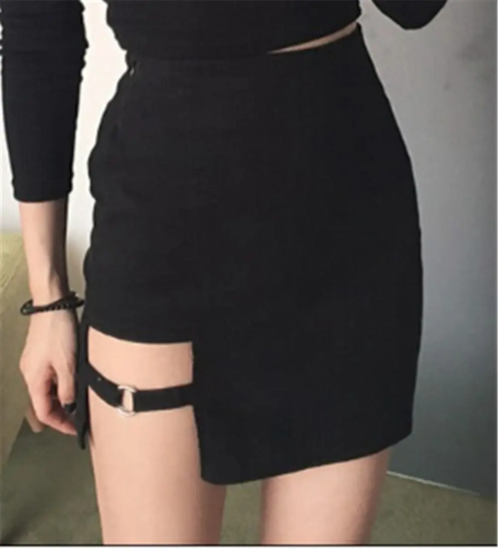 

New Design Sexy Women's Skirts Mini Asymmetrical Saias Black High waist Female Jupe Faldas Female Personality Party Skirt