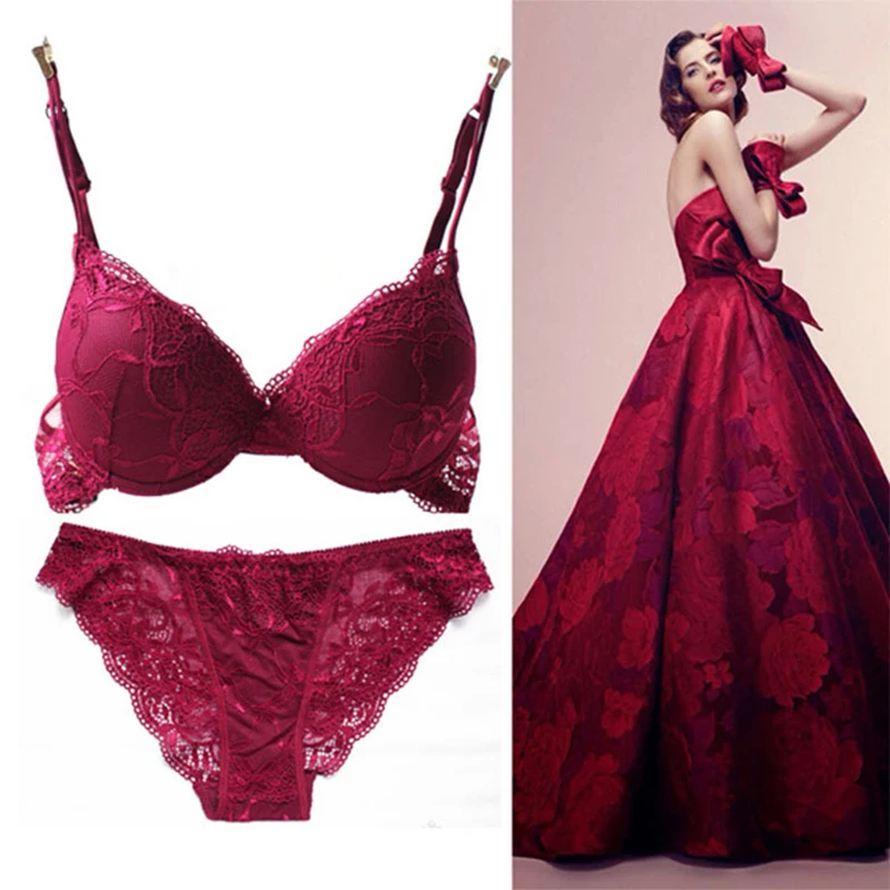 6 Color Sexy Lace Hallow Out Bra & Brief Set Size A~C 3/4 Cup Deep V Lingerie Elegant With Underwire Push Up Bras WI277 6 Color Sexy Lace Hallow Out Bra & Brief Set Size A~C 3/4 Cup Deep V Lingerie Elegant With Underwire Push Up Bras WI277