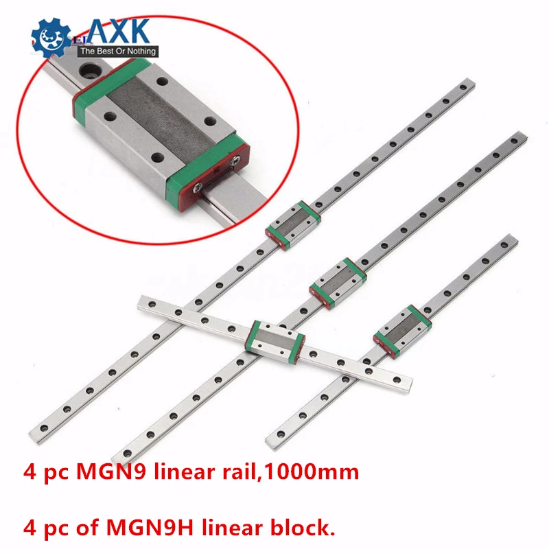 

Free shipping 9mm Linear Guide MGN9 1000mm linear rail way + MGN9H Long linear carriage for CNC X Y Z Axis