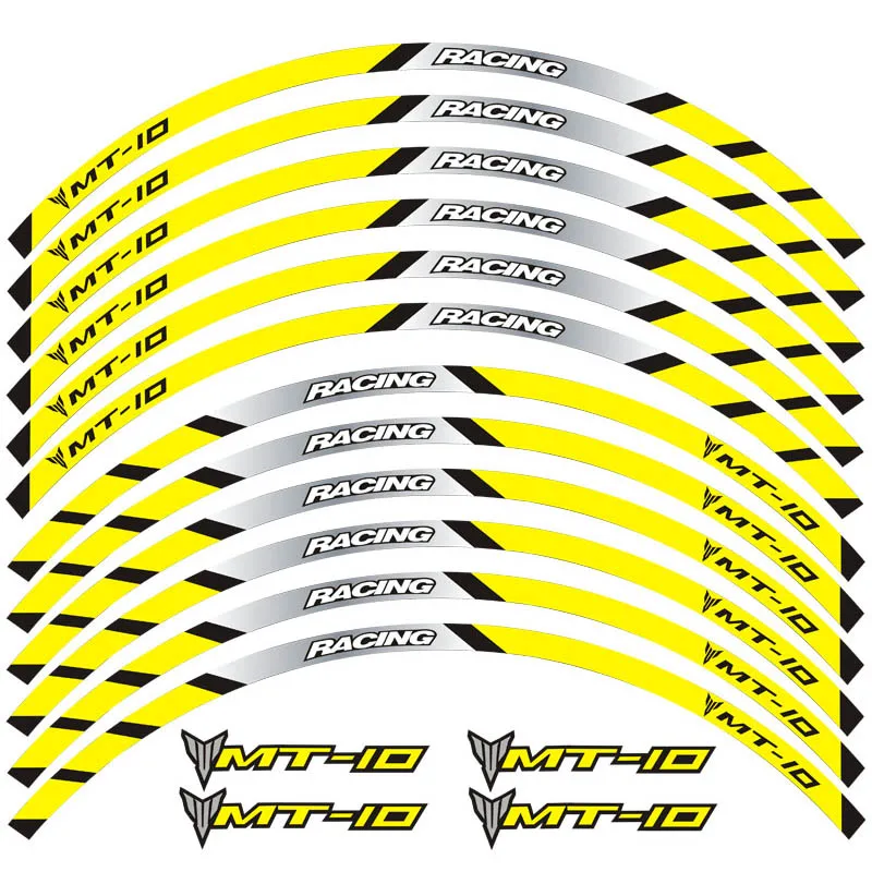 

New high quality 12 Pcs Fit Motorcycle Wheel Sticker stripe Reflective Rim For Yamaha MT-10 MT10