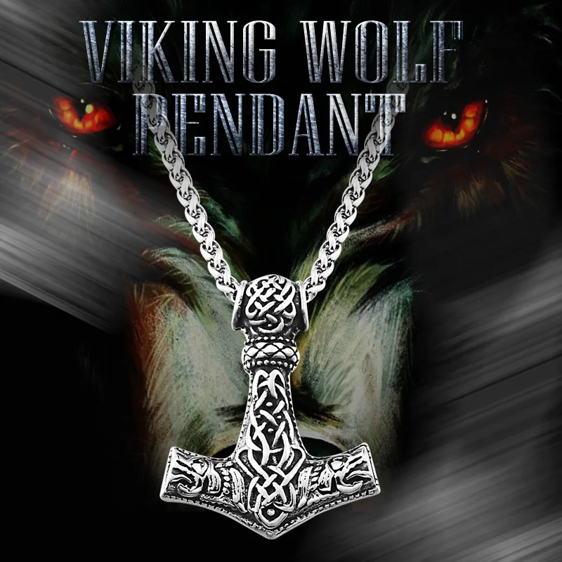 

Beier Stainless steel thor's hammer mjolnir pendant necklace viking scandinavian norse man punk rock Vintage jewelry BP8-385