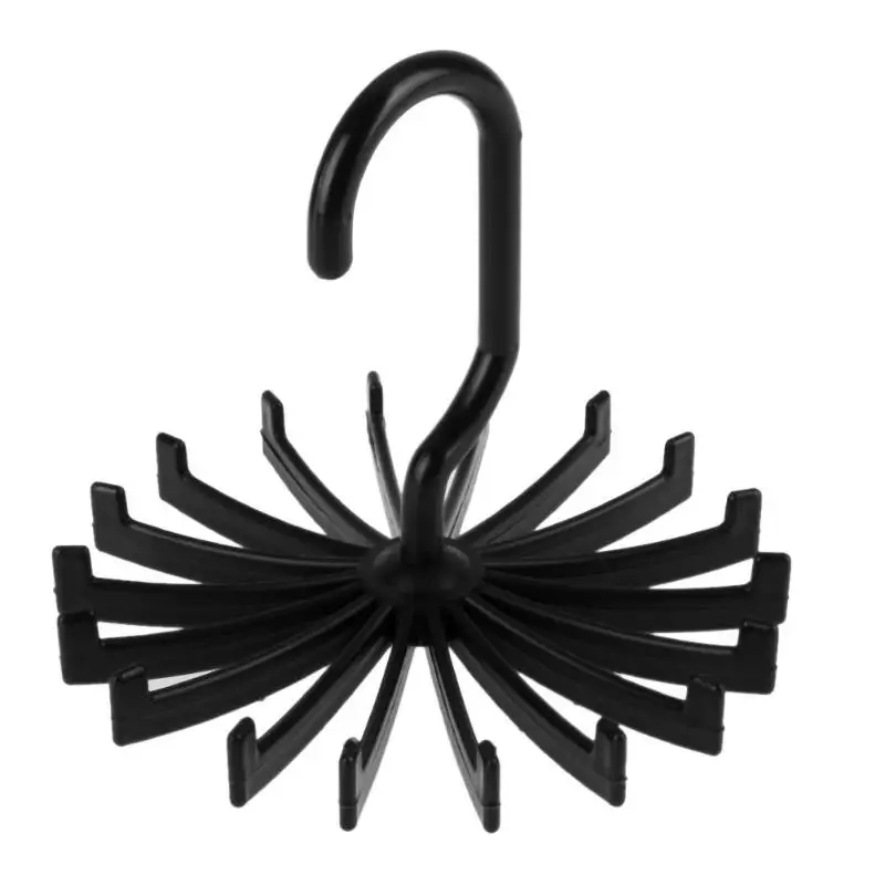 Портативный 18 крючков вращающийся галстук шарф ремень стойка для шкафов крючок держатель галстук ремень вешалка для мужчин женщин Одежда Органайзер - Цвет: Черный