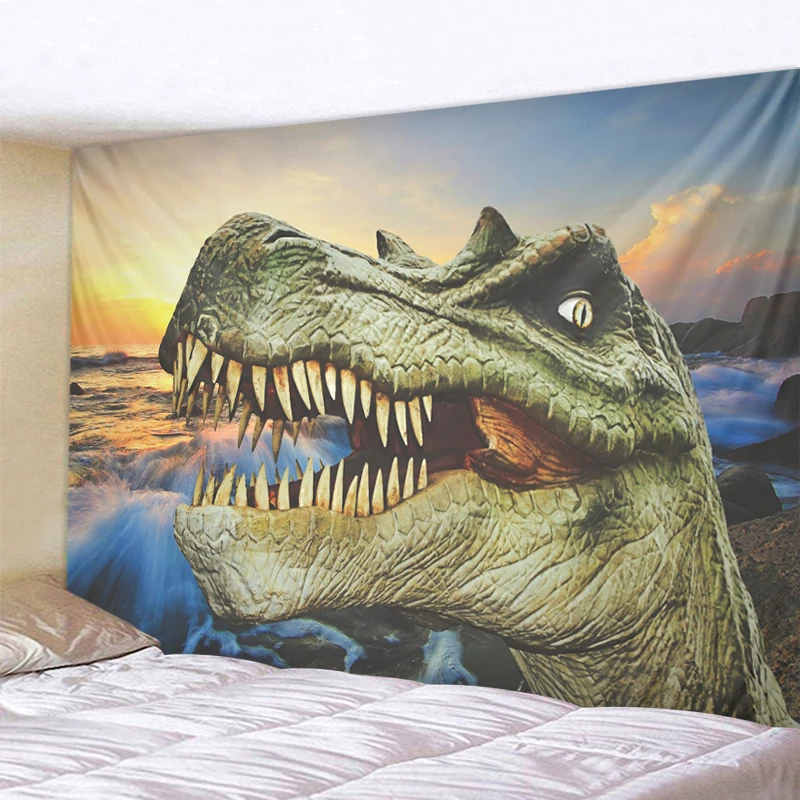 

Scenic Dinosaur Head Printed Hanging Tapestry Whale Arowana Wall Hanging Tapestries Boho Bedspread Yoga Mat Blanket 200*150cm