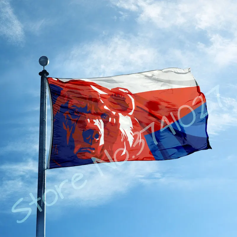 Российский флаг с медведем на заказ односторонний российский флаг с новым дизайном полиэстер 3x5ft пользовательский хобби флаг баннер