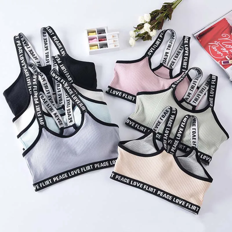 

Letter Sports Bra Top Push Up Fitness Running Yoga Bra Underwear Cotton Sport Tops For Women Gym Wear Solid Women Sportswear