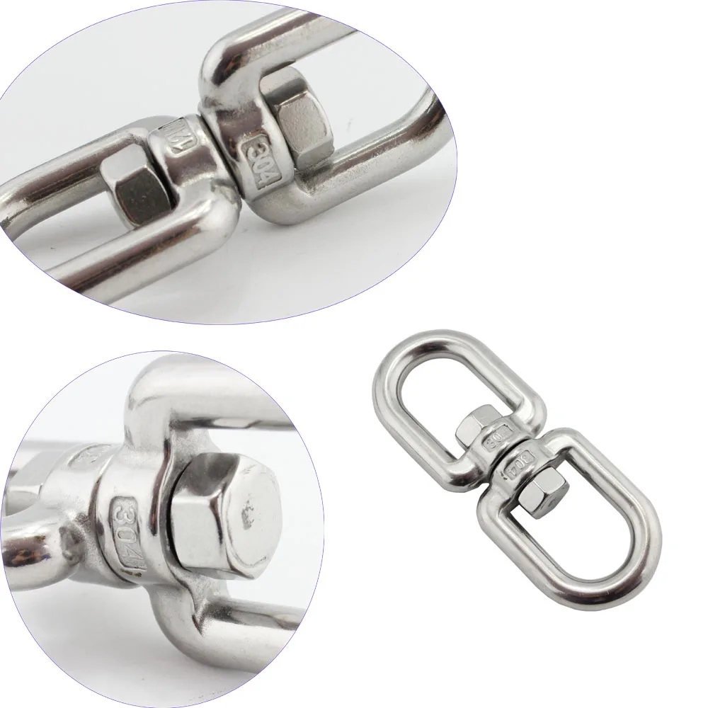 M10 Stainless Steel Double Ended Swivel Ring Eye Hook and M10