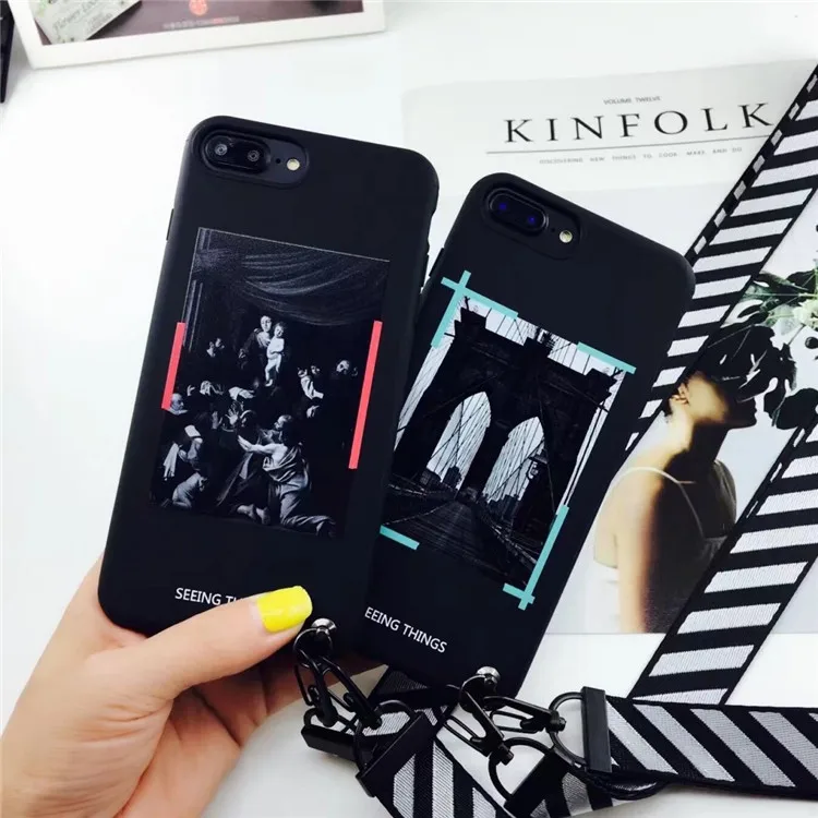 Тренд от ow полосы чехол для iphone 6 S 7 7plus 8 8plus X 10 XR XS MAX Белый Классический рисунок