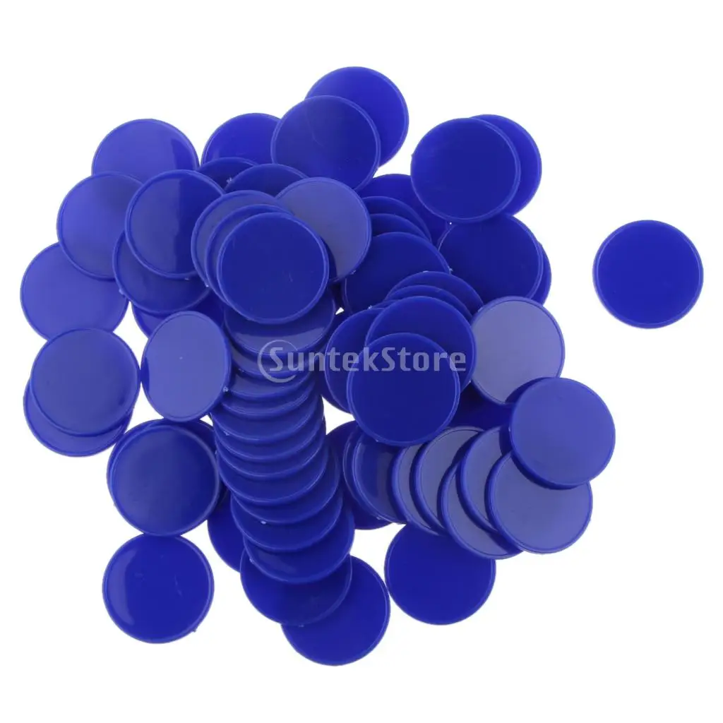100 Pieces Plastic Poker Chips Bingo Markers Token Toys for Party Casino Board Game Accessory