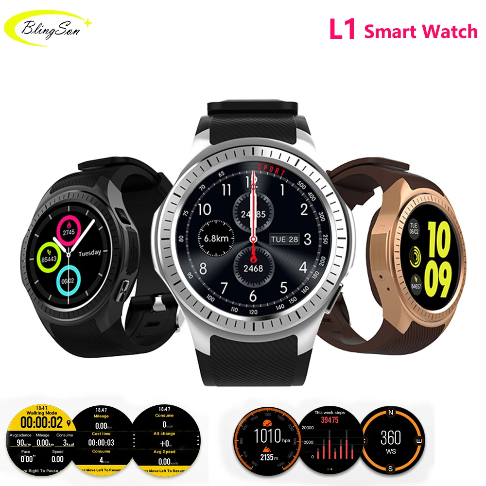 

L1 Professional Sports Smart Watch Quad Core Smartwatch 1.54 inch MTK2503 2G Wifi BT Call 0.2MP TF Card For iPhone Xiaomi Huawei