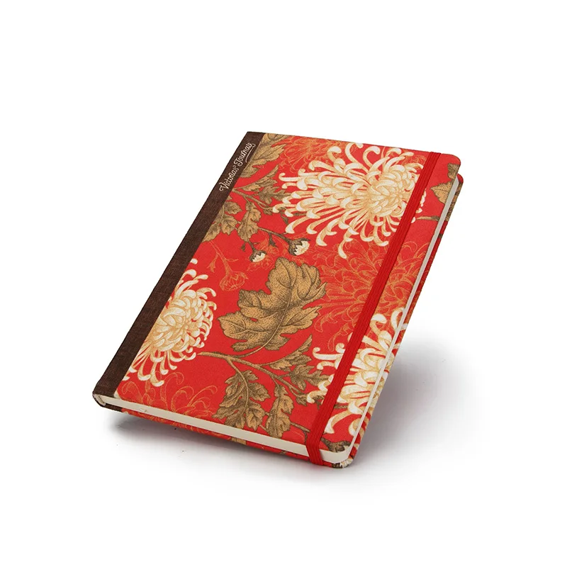 Японский сад гладкого текстиля твердый переплет Ежедневник недатированный тетрадь - Цвет: Красный