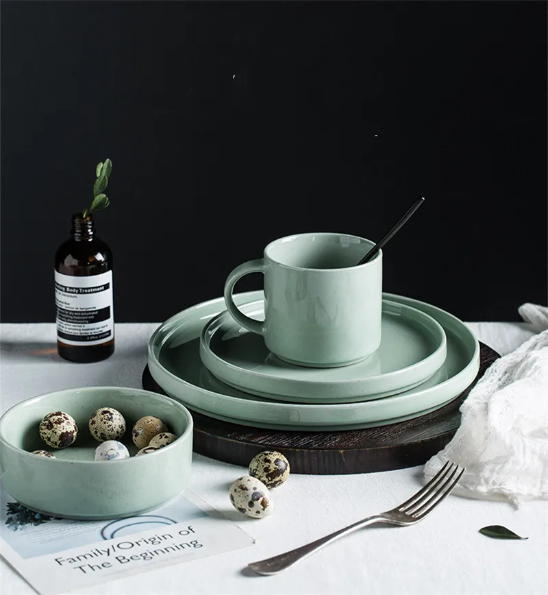 NIMITIME скандинавском стиле керамическая домашняя миска для риса, чашка для воды, плоская тарелка, простая Западная тарелка, обеденная тарелка, столовая посуда