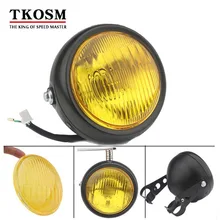 TKOSM Chrome Motorcycle Headlight Yellow Cafe Racer Head Light Decorative Metal Lights Lighting Modified Motorbike Rear Light TKOSM Chrome Motorcycle Headlight Yellow Cafe Racer Head Light Decorative Metal Lights Lighting Modified Motorbike Rear Light