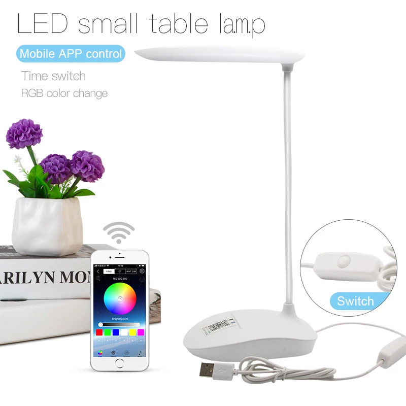 

USB LED Desk Lamp RGB Rechargeable Modern LED Table Lamp Student Table Light Children Bedroom Study Lamp White Desk Lights Child